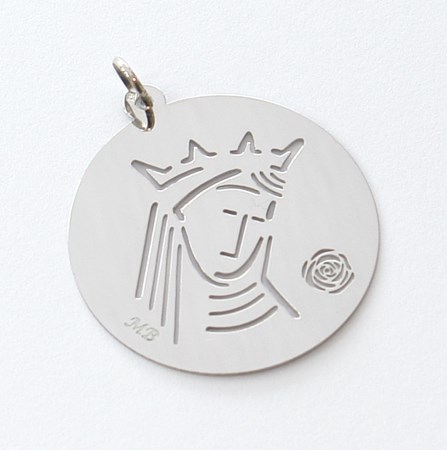 Medalha Rainha Santa Isabel Prata Branca